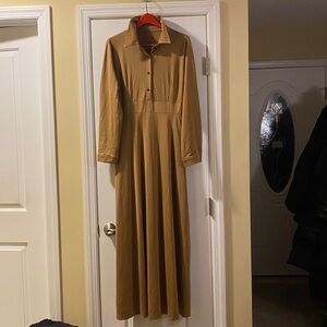 Beautiful Neutral Camel Stretch Maxi Dress Excellent Condition